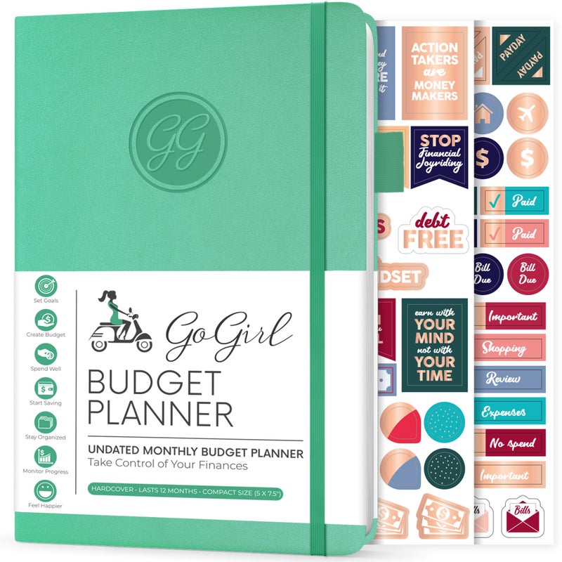 GoGirl Budget Planner â€“ Monthly Financial Planner Organizer Budget Book. Expense Tracker Notebook Journal to Control Money, Compact (Emerald) - Image 1